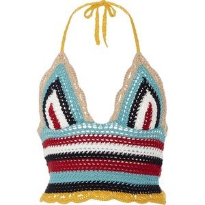 RED VALENTINO Rainbow Wave Crochet Tank